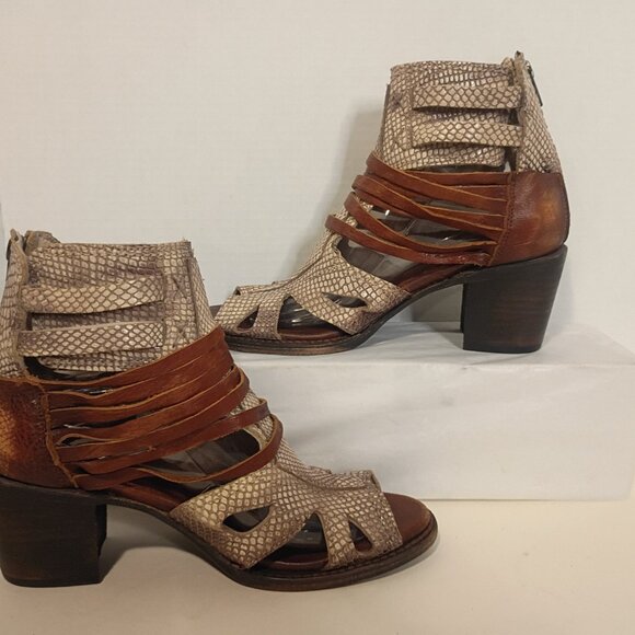 FREEBIRD by Steven Sz 9 "Nest" Strappy Sandal Ankle Boots Reptile/Suede Leather - Picture 10 of 15